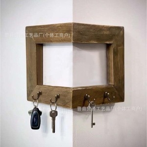 Wooden Coat Rack Wall Mounted With House Design Key <b>Hooks</b> For Entryway Bedroom Storage <b>Shelf</b> - Product Image 2