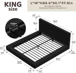 <span class=keywords><strong>Lit</strong></span> rembourré minimaliste à commande par courrier moins cher avec tête <span class=keywords><strong>de</strong></span> <span class=keywords><strong>lit</strong></span>, plateforme rembourrée <span class=keywords><strong>de</strong></span> mousse <span class=keywords><strong>de</strong></span> 5 pouces, assemblage facile, article <span class=keywords><strong>de</strong></span> bricolage rapide - Product Image 4