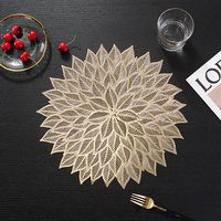 Sets de table en PVC vinyle lavables, écologiques, de style européen, en forme de fleur, luxe léger, argentés, décorations pour la maison
