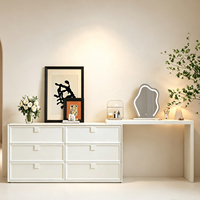 Table de maquillage en bois au design moderne pour chambre à coucher, avec miroir LED et tiroirs