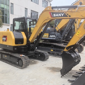 Excavadora SANY SY55U Amarilla, Equipo de Construcción Montado sobre Orugas Hidráulicas - Product Image 4