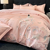 Ensemble de literie en coton 100% de luxe avec broderie florale de papillons