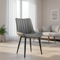 Ensemble de 2 chaises de salle à manger en cuir PU rembourrées, style moderne, avec pieds en métal noir, pour la maison, la cuisine et le restaurant