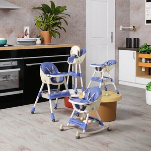 <span class=keywords><strong>Chaise</strong></span> haute bébé moderne pliable 3 en 1 en plastique avec fonction <span class=keywords><strong>de</strong></span> bascule, hauteur réglable, dispositifs <span class=keywords><strong>de</strong></span> sécurité et utilisation multifonctionnelle <span class=keywords><strong>pour</strong></span> les repas - Product Image 1