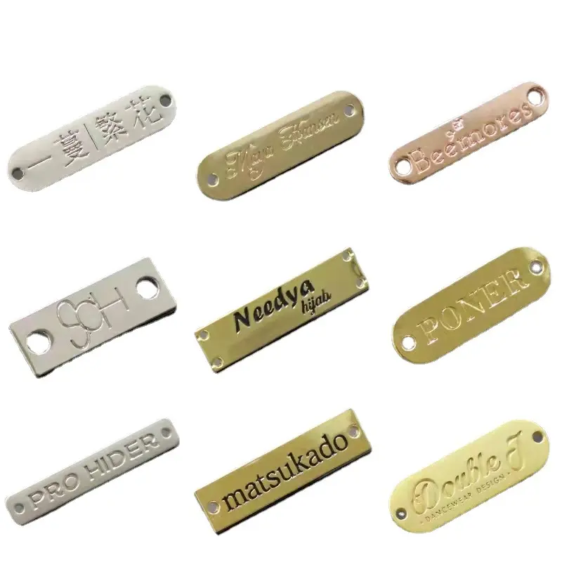 Modedesign benutzer definierte private Metalle tikett und Tags Logo Platte Nähen auf handgemachte Hardware Patch Stempel Kette n Adler Hersteller nähen