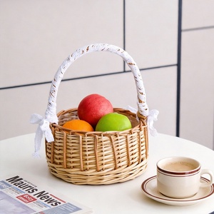 <span class=keywords><strong>Cesto</strong></span> di <span class=keywords><strong>Fiori</strong></span> in <span class=keywords><strong>Vimini</strong></span> Personalizzato con Pizzo, Stile Pastorale, Decorazione per la Casa, Contenitore a Forma di Ciotola con Manico, per Giardinaggio e <span class=keywords><strong>Fiori</strong></span> Creativi - Product Image 2