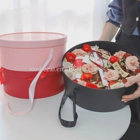 Ensemble de 3 boîtes rigides pour emballage de fleurs, en carton, avec doublure en éponge, couvercle transparent recyclable, poignée, logo personnalisé