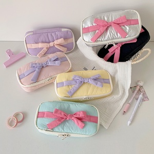 Trousse en tissu polyester doux avec nœud pour <span class=keywords><strong>étudiant</strong></span>s, rangement de fournitures scolaires et de planificateurs, sac de bureau DIY, modèle BD36 - Product Image 2