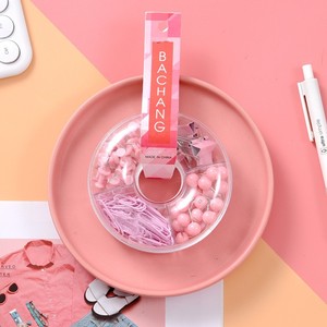 Macaroon Kẹp Giấy Ghim Kẹp Chất Kết Dính Ghim Đẩy Hộp Bánh Donut Bằng Nhựa Bộ Văn Phòng Phẩm Học Sinh Văn Phòng - Product Image 2