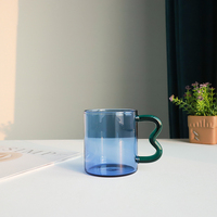 400Ml Tasse à eau en verre borosilicaté coloré Tasses Usine Vente en gros Logo personnalisé Tasse à café en verre résistant à la chaleur Tasse à thé