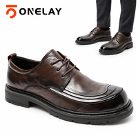 Chaussures Derby pour homme en cuir véritable brun bruni de haute qualité, légères et confortables, pour le bureau et les occasions décontractées
