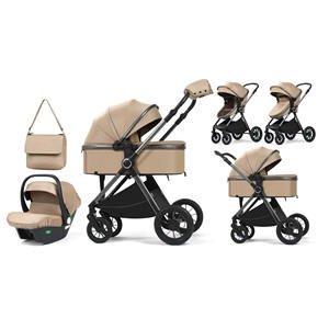 <span class=keywords><strong>Poussette</strong></span> bébé 3-en-1 légère de haute qualité pour 0-3 ans, lit pliant portable avec siège <span class=keywords><strong>auto</strong></span> gris métallique durable pour tout-petits - Product Image 3