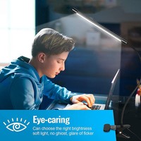 Lampe de bureau LED à alimentation USB, protection des yeux, spectre complet, en aluminium, avec pince, compacte, pour la lecture, idéale pour les dortoirs