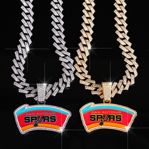 Colgante con incrustaciones de diamantes de aleación para hombre, cadena cubana de hip-hop, joyería de moda SAN <span class=keywords><strong>Antonio</strong></span> Spurs - Product Image 1