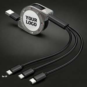 Cable de Carga USB Retráctil Portátil de 1M con Logotipo Personalizado, 3 en 1, para Teléfonos Móviles Android, Venta al Por Mayor de Fabricante de Regalos Promocionales - Product Image 1