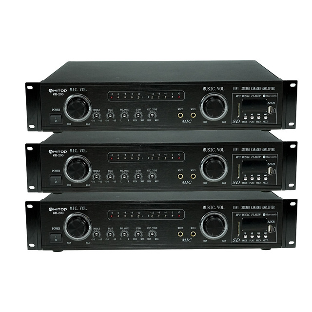 Profession Home Theater Power Amplifier High-Power 4-Channel Class D PA Audio Sound Amplifier 2*200Watts for Home Theater System