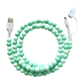 Cable de carga múltiple 2 en 1, hecho a mano, Perla colorida, cable de carga rápida, creativo, portátil, con cuentas, Cable DE DATOS 2 en 1, Cable <span class=keywords><strong>USB</strong></span> <span class=keywords><strong>C</strong></span> - Product Image 2