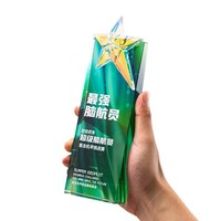 Trofeo de Cristal Personalizado, Creativo y Colorido, Recuerdo para Empleados Destacados