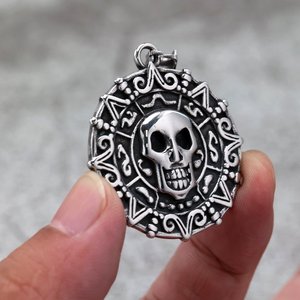 Yunnique-collar con colgante de calavera de acero inoxidable vintage, amuleto geométrico unisex, joyería de Halloween, accesorio de moda - Product Image 4