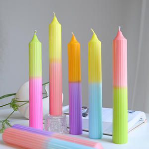 Color Gradual Change <b>Long</b> Pole Luxurious Handmade Coconut Wax Scented <b>Candle</b> Festival Anniversary Vertical Stripe Cone Pole Wax - Product Image 1