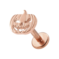Labret sans filetage en titane G23 personnalisé Superstar, design citrouille, expression grimace, piercing pour la lèvre avant, tendance mariage, piercing corporel