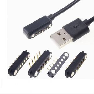 Customized Design 5-<strong>Pin</strong> <strong>Pogo</strong> <strong>Pin</strong> <strong>Connector</strong> High-Mechanical Stability <strong>Spring</strong>-<strong>Loaded</strong> Magnetic Brass <strong>Contacts</strong> USB PCB Plastic