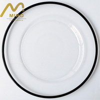 Assiette de présentation en verre transparent à bord noir, de luxe, tendance, pour mariage, vente chaude