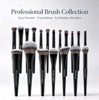 Ensemble de 19 pinceaux de maquillage synthétiques doux de luxe Daily Queen avec étui rose pour le visage et les yeux, manches en bois prêts à l'emploi