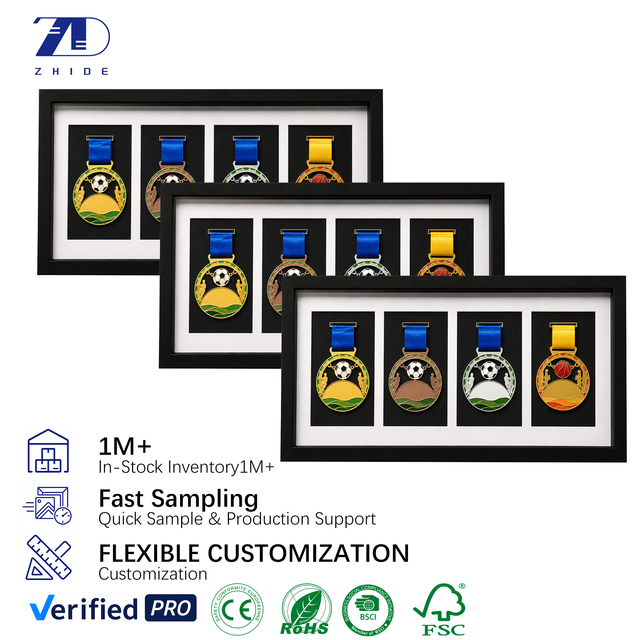 Photo Frames Wholesale Medal Holder Bulk Custom Collage MDF Display Case Shadow Box 12x12 Wall Hanging Black Modern ZD Brand
