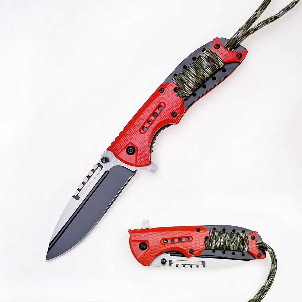 Best Trends Tools Couteau De Poche manico in plastica rossa Paracord Tactical EDC coltelli pieghevoli