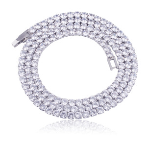Hip Hop Cubic Zirconia Tennis <b>Chain</b> Necklace | Stainless Steel Iced Out <b>Diamond</b> <b>Chain</b> for <b>Men</b> & Women Bling Jewelry - Product Image 1