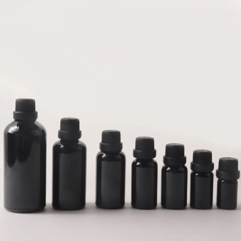 Bouteille d'huile noire de bonne qualité 5ml 30ml 100ml bouteille en verre noir foncé 10ml bouteille d'échantillon distributeur cosmétique