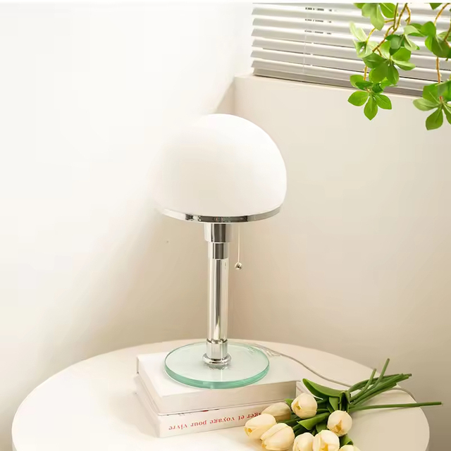 Nordic Bauhaus Table Lamp Modern Glass LED Desk Light for Bedroom Study Home Decor Mid-Century Design