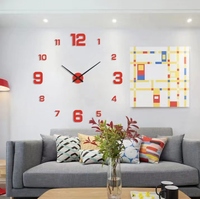 Jam Dinding Digital 3D Akrilik DIY 40/90/130CM Tanpa Bingkai, Stiker Jam Dinding Senyap untuk Dekorasi Ruang Tamu, Kamar Tidur & Kantor