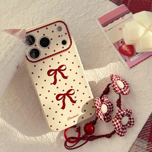 Suitable <b>for</b> <b>iPhone</b> 16 Pro Max case, New Year polka dot bow with lanyard, precise cutouts, full coverage, shockproof phone case - Product Image 5