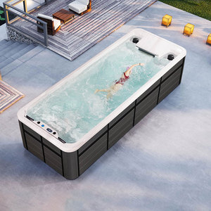 Piscina sobre suelo con sistema de natación contracorriente sin fin, spa grande para exteriores, sistema de entrenamiento, <span class=keywords><strong>construcción</strong></span> con estructura de acrílico. - Product Image 2