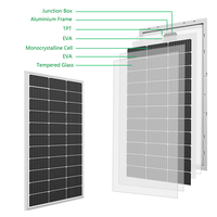 Meilleur prix Petit panneau solaire mono module solaire 18V 50W 80W 100W 120W 165W 200W Panneau solaire PV en verre pour camping-car caravane extérieur