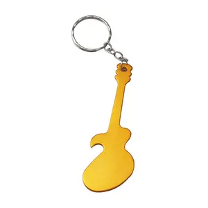 Bottle Opener Keychain Guitar Shape Aluminum Key Holder with Custom Logo for Music Show Gift Key Rings