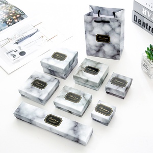 Custom Printed Modern Marble <b>Cardboard</b> Jewelry <b>Box</b> Set Rectangle Square for Necklace Earring Bracelet Ring Packaging <b>Storage</b> - Product Image 1