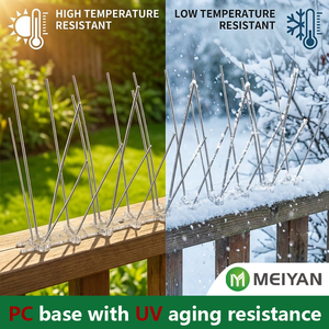 MEIYAN Pointes anti-oiseaux en acier inoxydable massif avec base en PC, solution écologique de lutte contre les nuisibles pour pigeons, moineaux, corbeaux, pour toits, clôtures et rebords extérieurs - Product Image 4