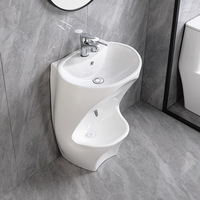 Nouveau lavabo et bassin de lavage des pieds pour mosquée musulmane, ensemble en céramique monobloc pour Wudu, design minimaliste et double trou