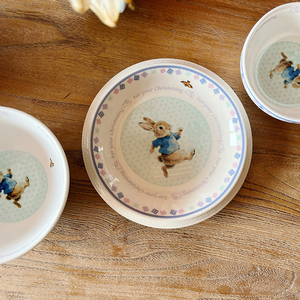 Tasses à thé et soucoupes en céramique blanche avec motif de lapin mignon pour soupes, salades, enfants et adultes - Product Image 1