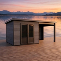 Caseta de Jardín Moderna Serie D de Fácil Instalación, Fabricada en Madera WPC y Acero, para Exteriores, con Vidrio Resistente a Impactos
