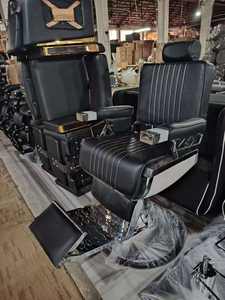 2026 High Quality All Black Barber <b>Chair</b> Synthetic Leather <b>with</b> <b>Wheels</b> for Tall Barber - Product Image 6