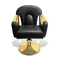 Équipement Complet de Salon de Coiffure et de Beauté, Mobilier de Salon Complet, Fauteuil de Coiffure à Base Dorée, Fauteuil de Barbier Professionnel