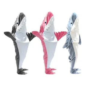 Selimut dapat dipakai lempar hiu warna kustom pakaian tidur Stitch lembut dewasa piyama Cosplay ekor hiu selimut Manta