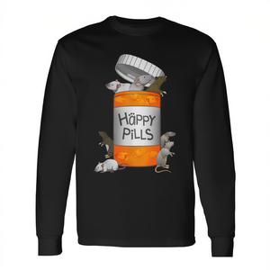 Camiseta de manga larga Rat Happy Pill con diseño gráfico, ropa unisex - Product Image 2