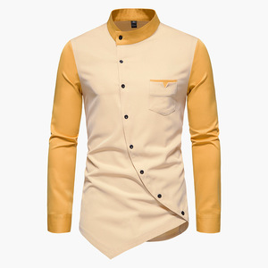 Spring Mens Contrast <strong>Patchwork</strong> <strong>Shirt</strong> Casual Youth Premium Top Streetwear Men Pocket Long Sleeve <strong>Shirt</strong> - Product Image 3