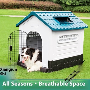 Großes Dreiecks muster Wasserdichtes, regens ic heres Hundehütte aus massivem Kunststoff für mittelgroße Hunde im Freien - Product Image 4