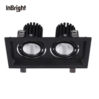 Plafonnier encastré à LED triple tête dimmable Dali, spot encastré à grille, intérieur réglable, 7W 12W 20W 30W COB LED Downlight